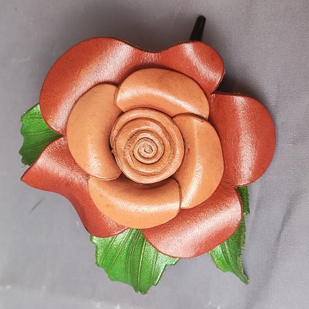 Handcrafted 3" leather hair clip
